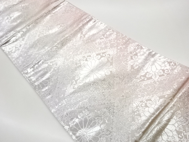 JAPANESE FUKURO OBI / REVERSIBLE / WOVEN FLOWER ARABESQUE